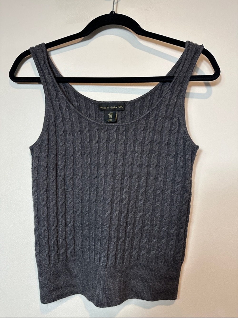House of Harlow 1960 NWT Gray Cable Knit Sweater Tank Top Medium